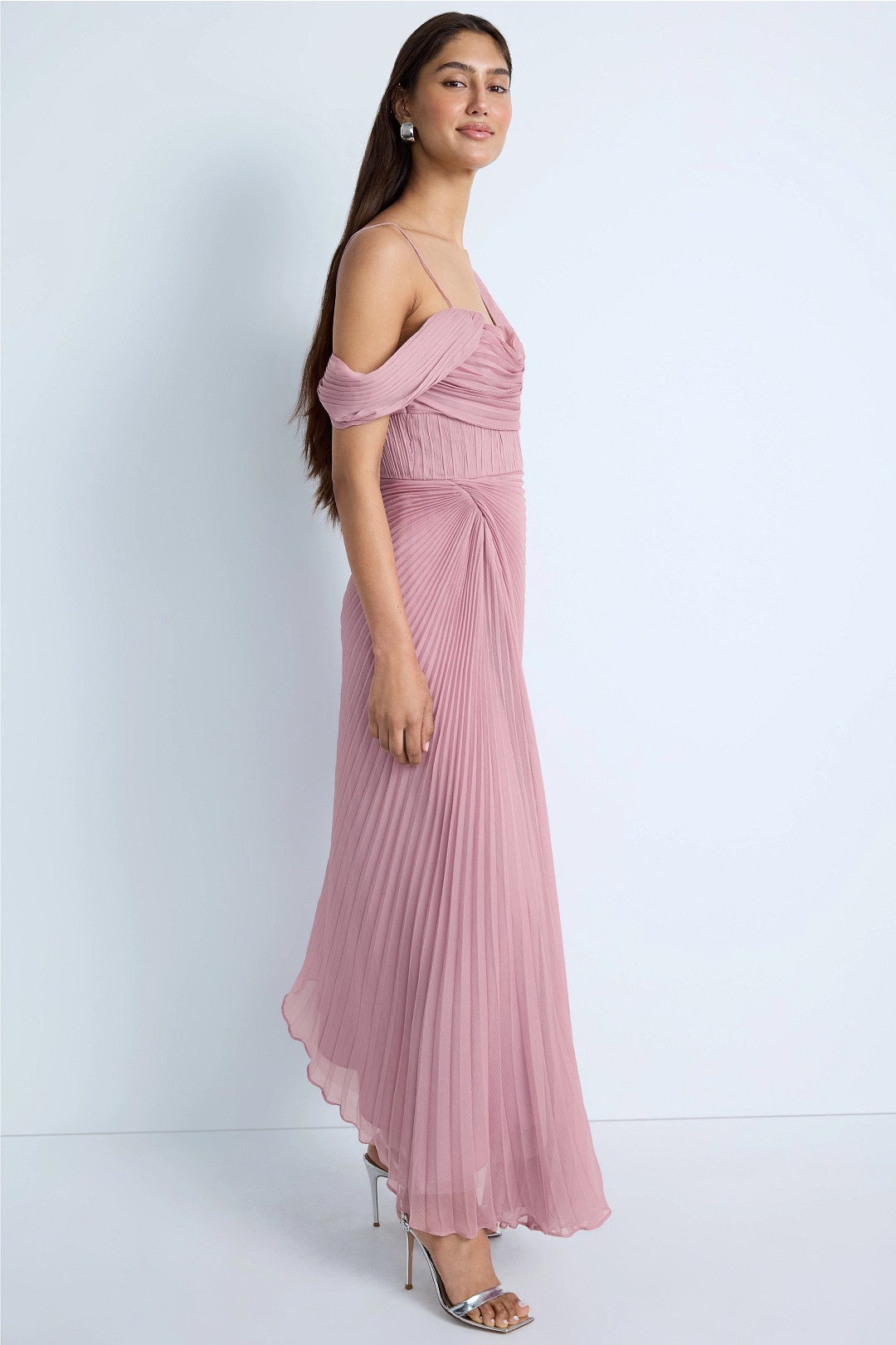 Joelle Pleated Draped Gown by AMUR 1