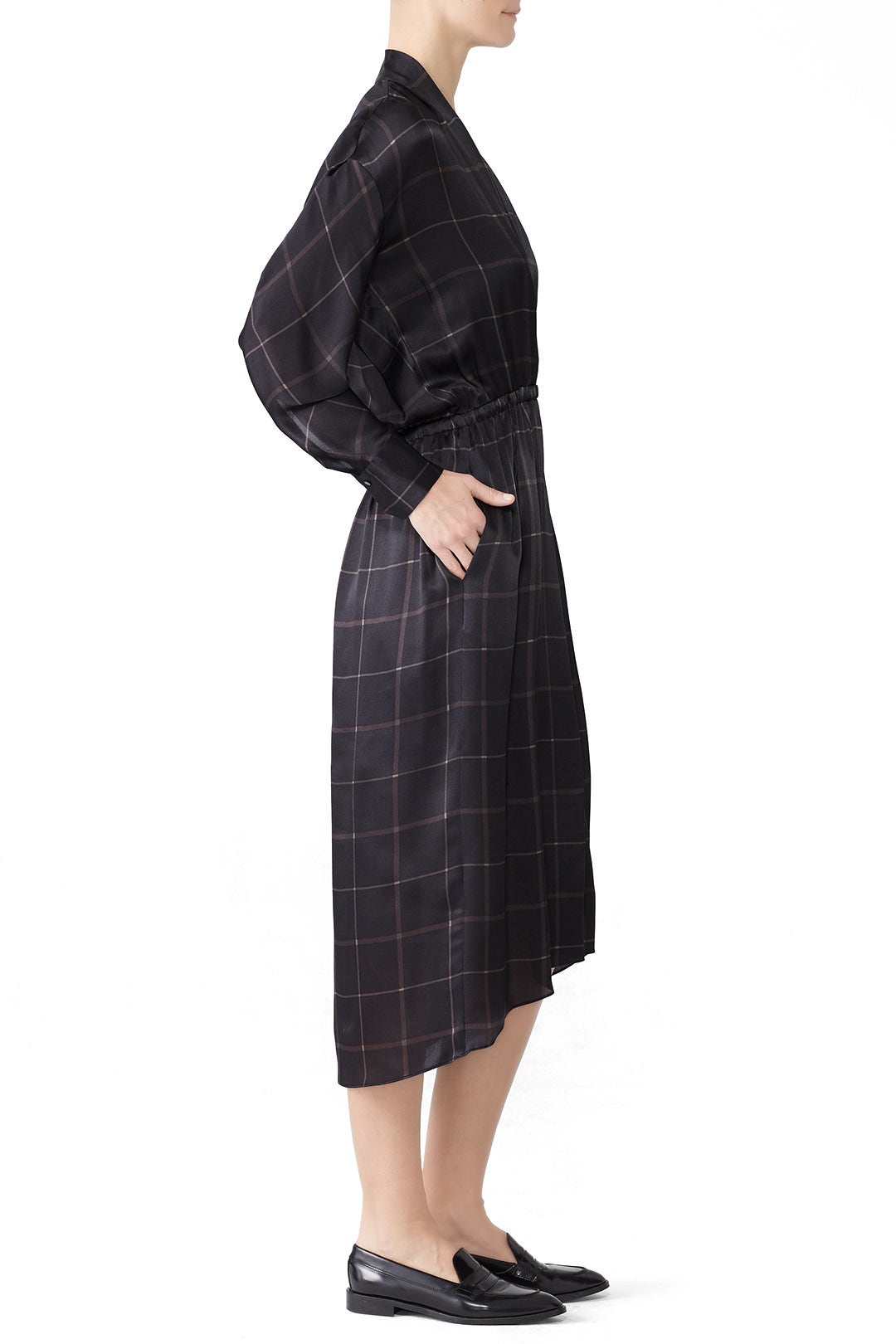 Grid Plaid Faux Wrap Dress by VINCE. 2
