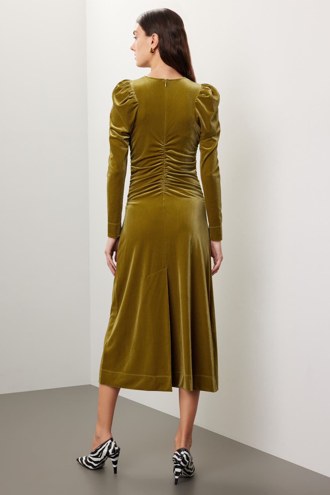 Velvet Gathered Dress by GANNI | Rent the Runway