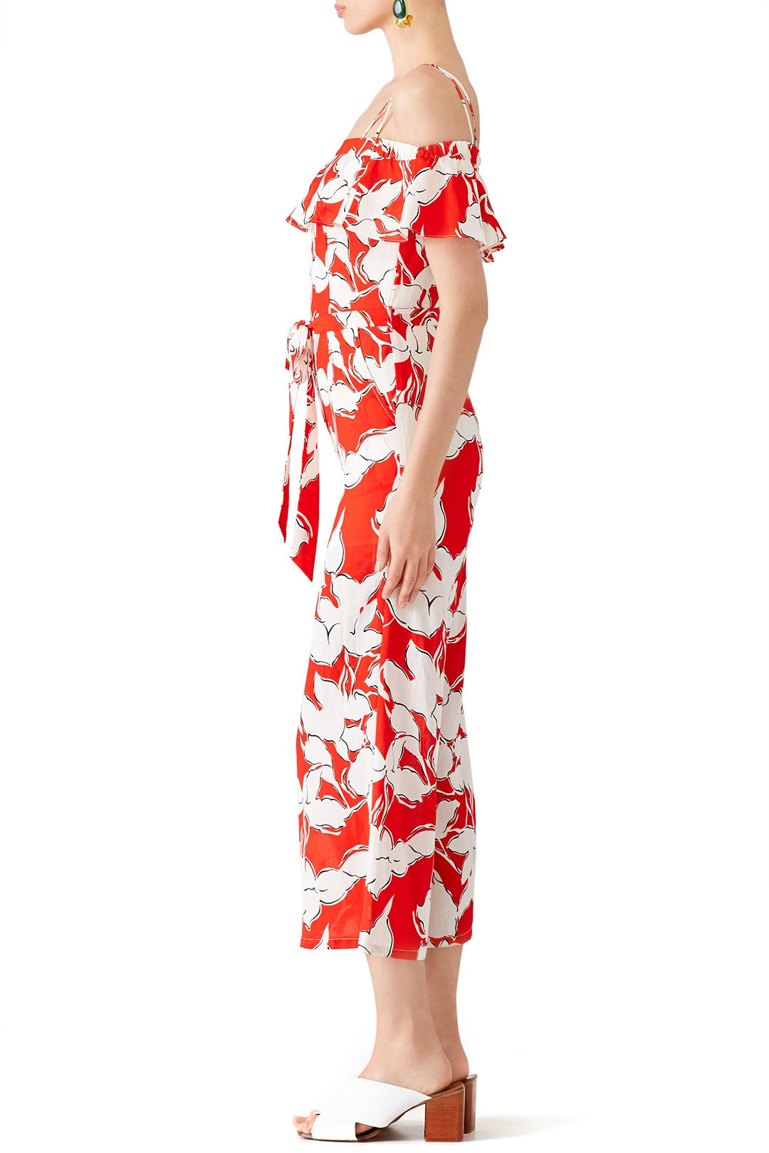 Red Floral Off Shoulder Jumpsuit by J.O.A. 2