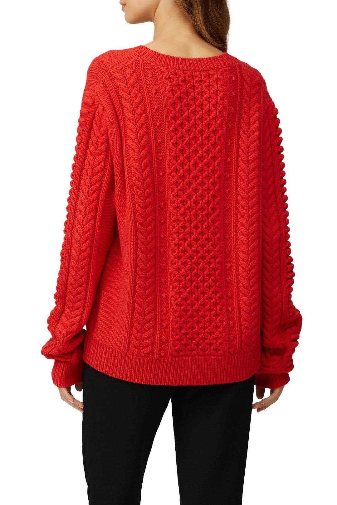 Jason Wu - JASON WU ジェイソンウー ニット・セーター S 赤 【古着】【中古】 Red Cableknit Wool Sweater by Jason Wu | Rent the Runway