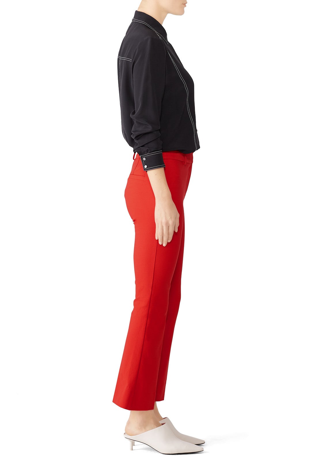 Red Cropped Flare Trousers by Derek Lam 10 Crosby 2