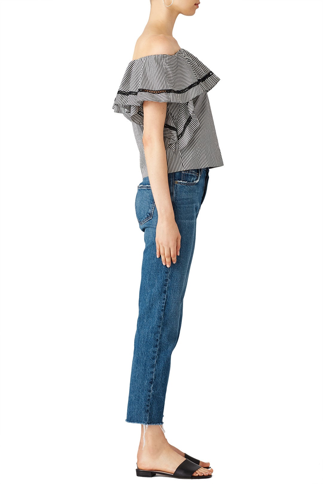 Striped Ruffle Off Shoulder Top by Rachel Zoe 1