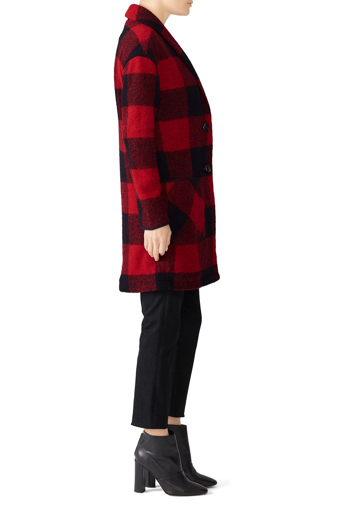 Red Check Sweater Coat by Slate & Willow 1