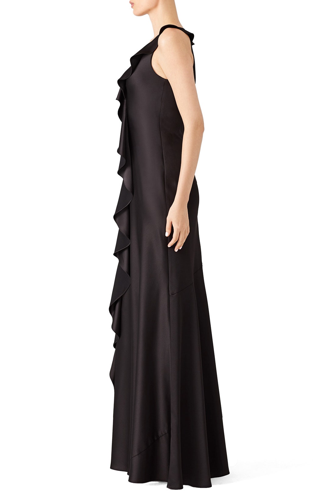 Black Ruffled Gown by Aidan Mattox 2