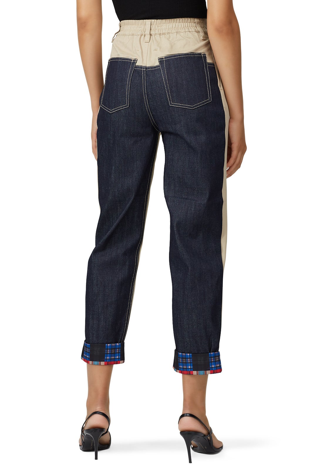 Beige Crazy Check Print Pants by Koché 2