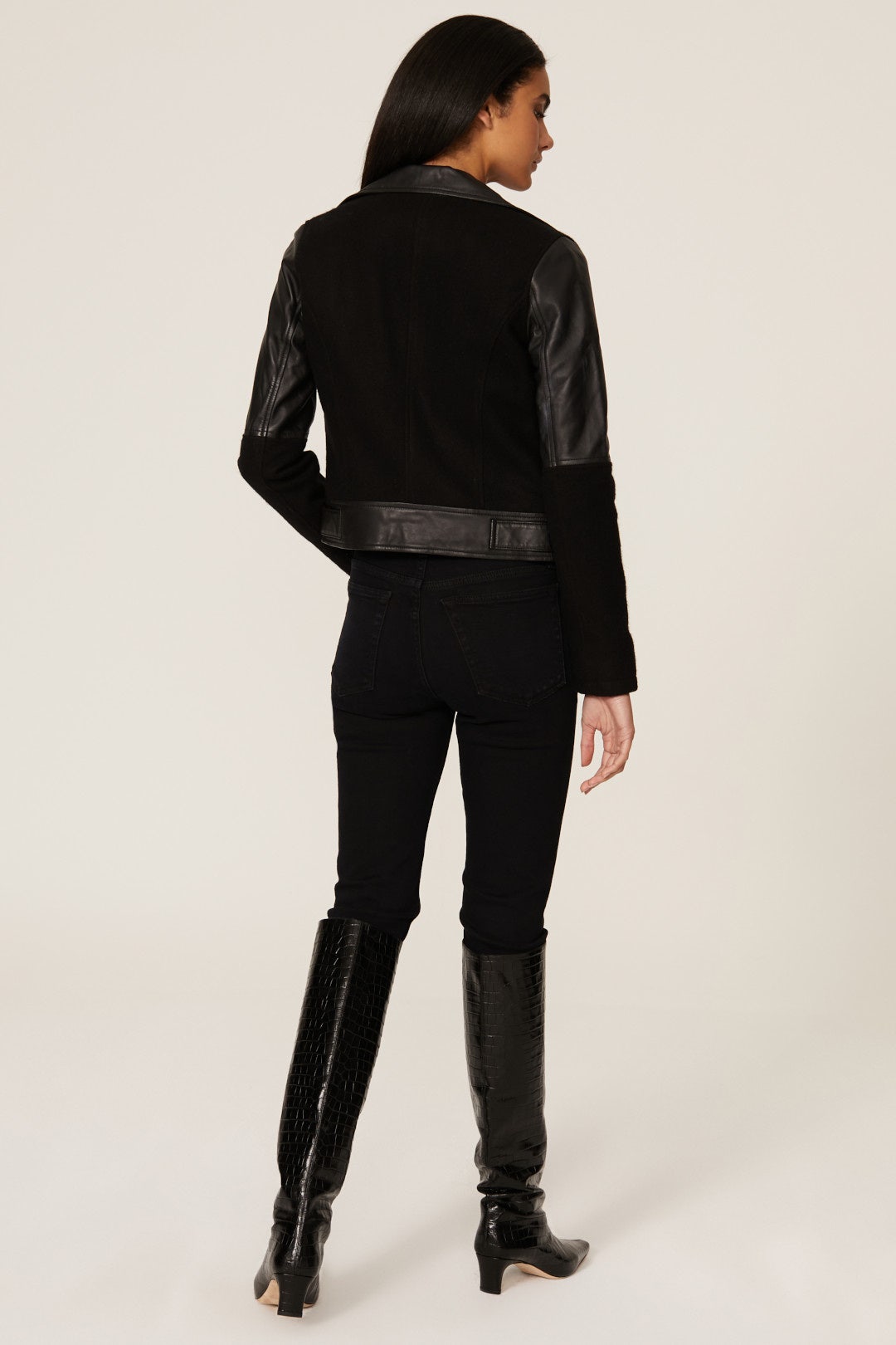 Mixed Media Leather Jacket by Slate & Willow 2