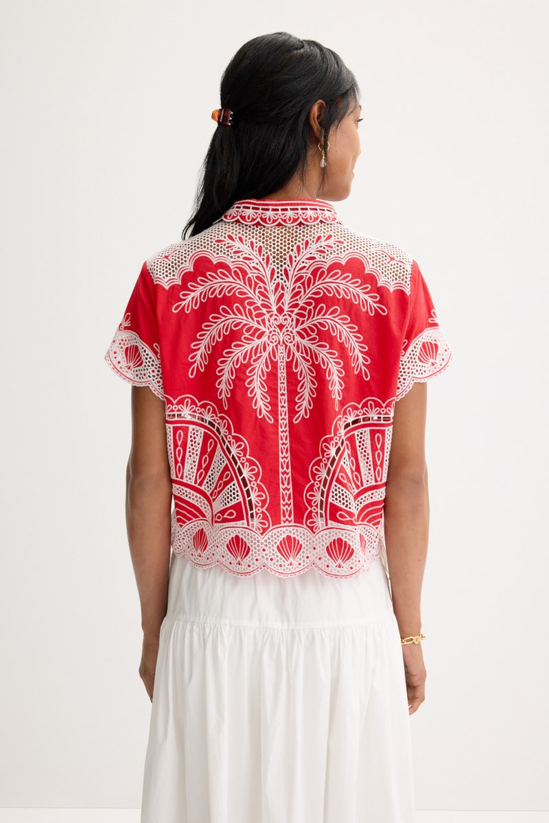 Red Palm Trees Shirt by FARM Rio - Photo 2