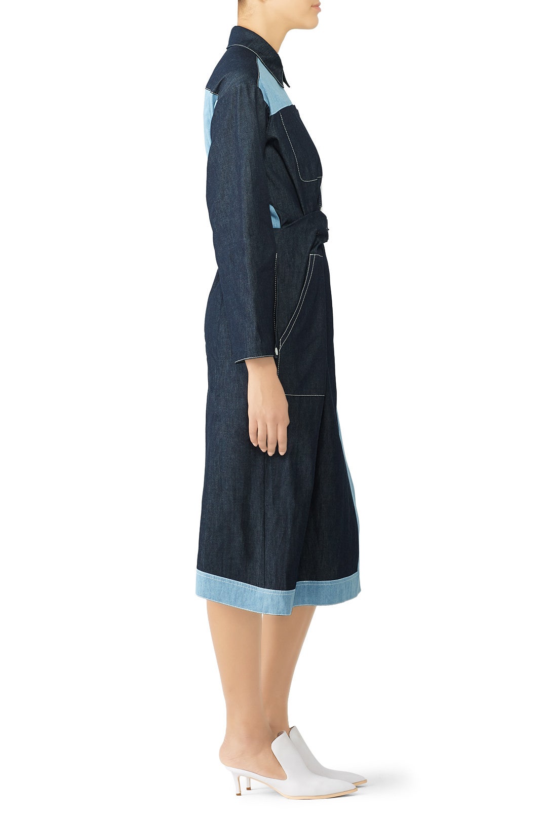 Two Tone Denim Shirtdress by Colovos 2