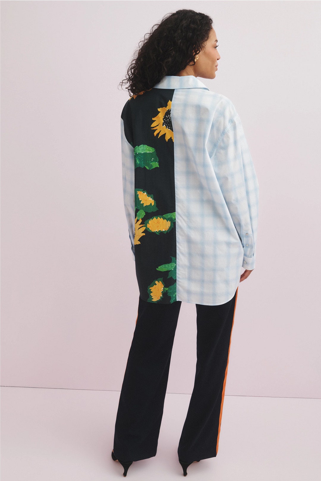 Gingham Sunflower Button Down Shirt by Moschino Jeans 1