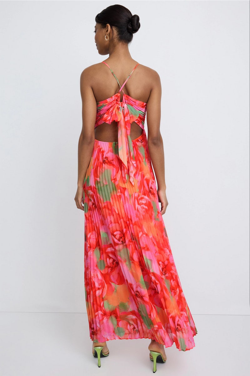 strapless open back dress Erica Square Neck Pleated Midi Dress Black  Girl In Mind