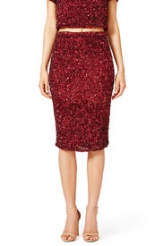 Burgundy Cascade Skirt by Parker