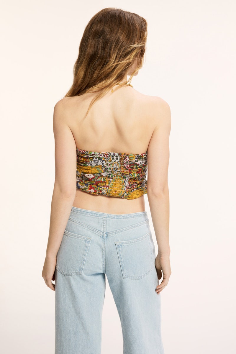 Yellow Abstract Hidalgo Top by Ro's Garden - Photo 2