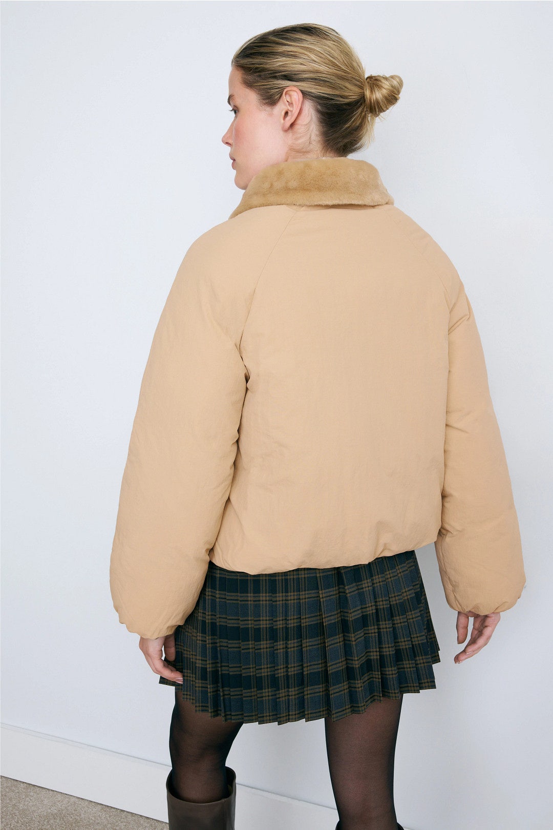 Domenica Puffer Coat With Fur Collar