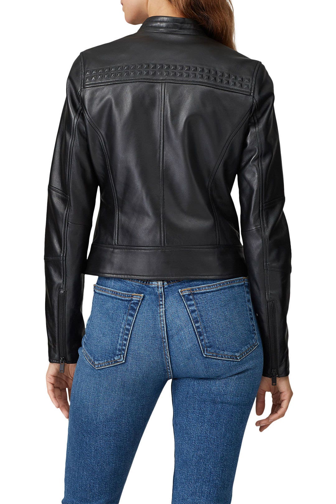 Embossed Studs Leather Jacket by Slate & Willow 2