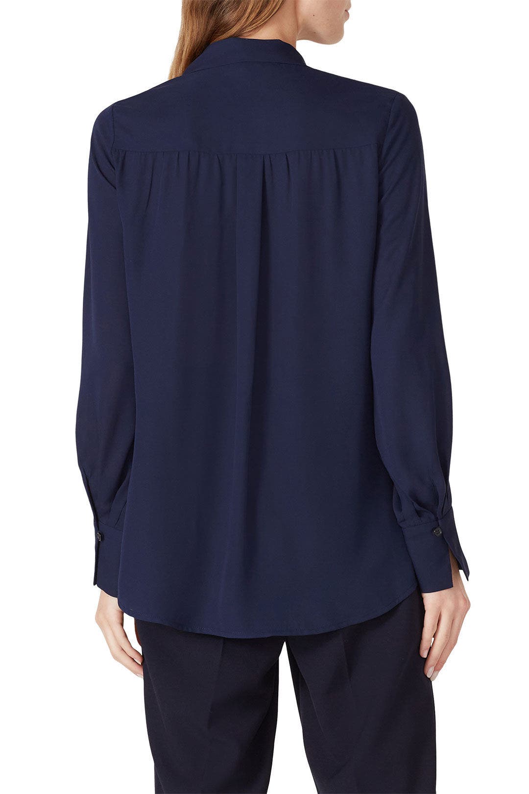 Navy Draped Blouse by Derek Lam 10 Crosby x RTR 2