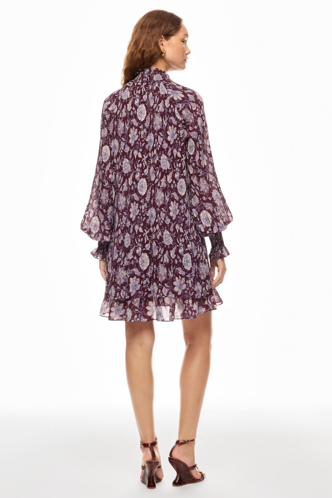 tie neck pleated dress