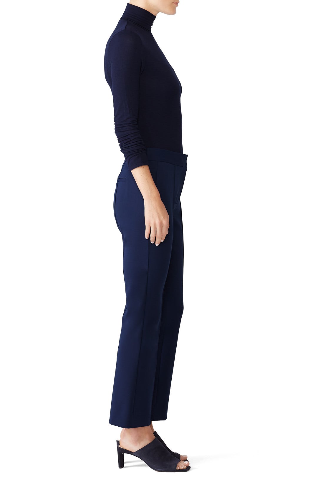 Navy Mid Rise Bootcut Pants by Diane von Furstenberg 1