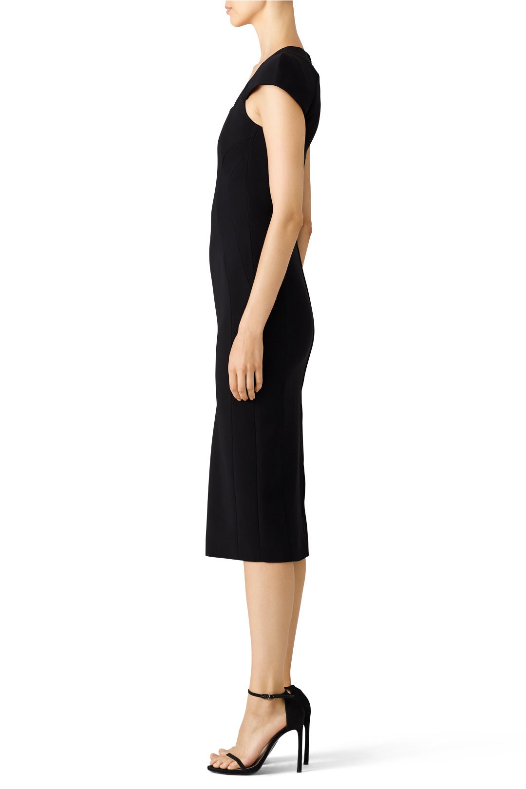 Black Square Neck Tailored Sheath by Antonio Berardi 1
