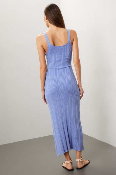 BLUE MULTI KNIT TANK W/FRINGE DETAIL main image 0
