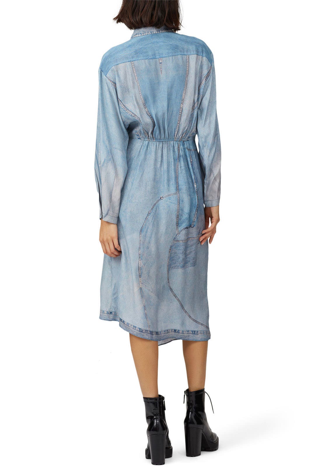 Blue Printed Silk Dress by Colovos 1