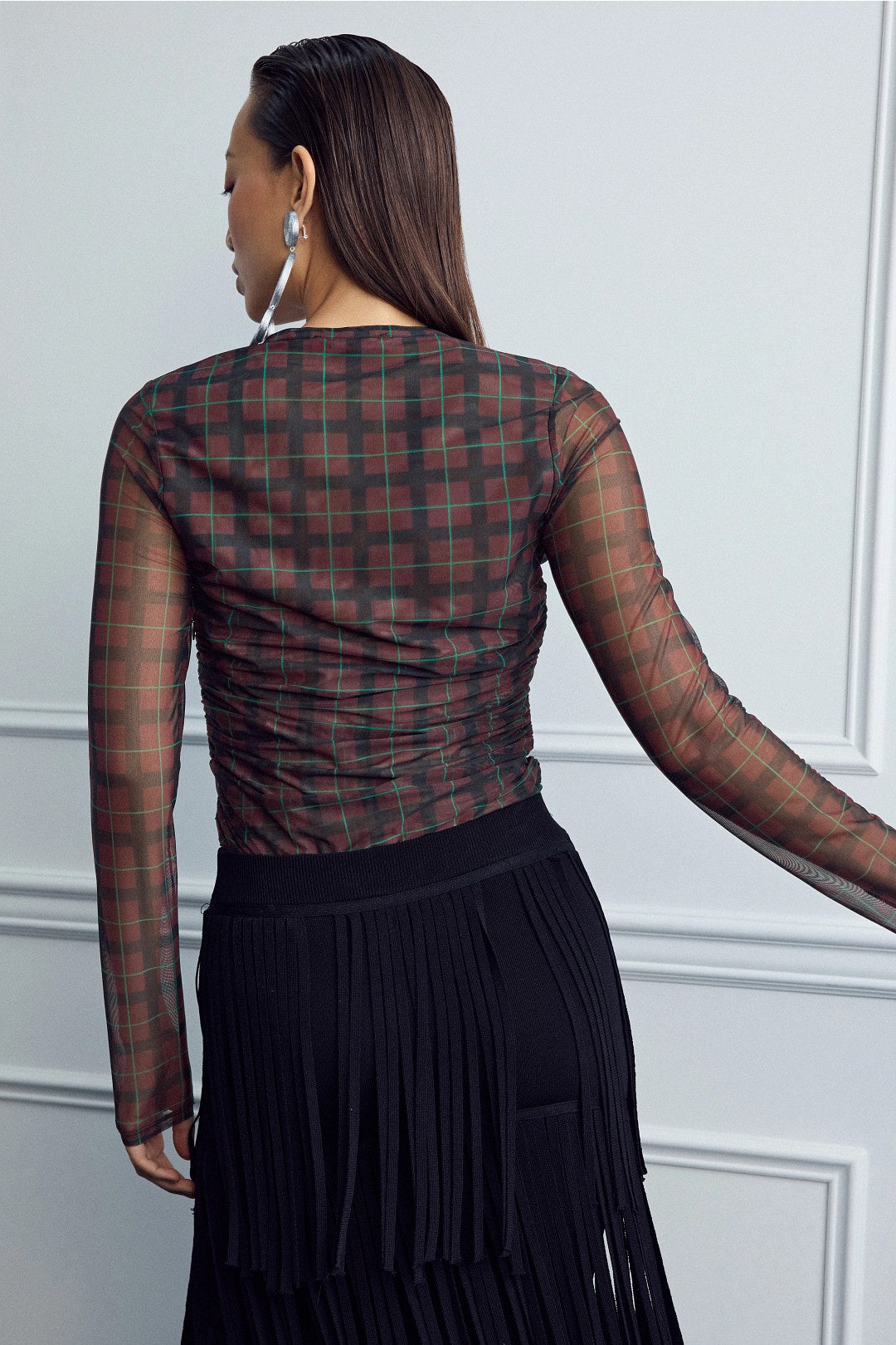 Plaid Mesh Long Sleeve Top by SIMONMILLER 2