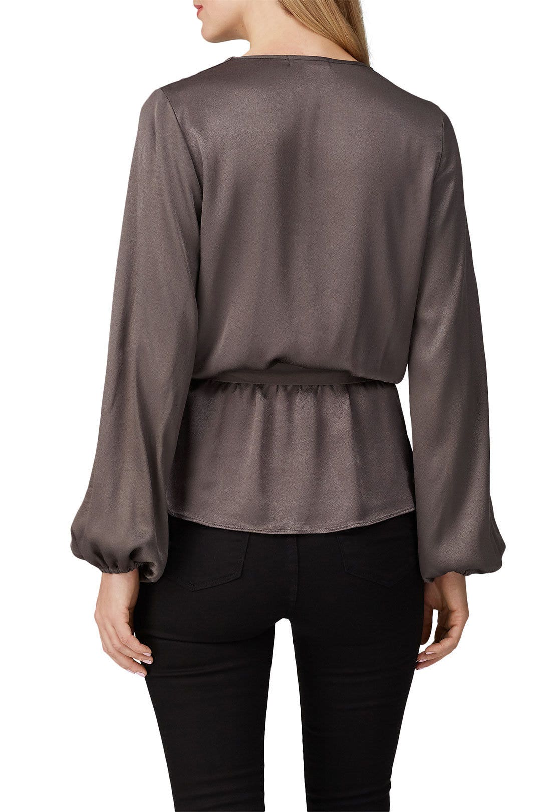 Gunmetal Long Sleeve Wrap Top by krisa 1