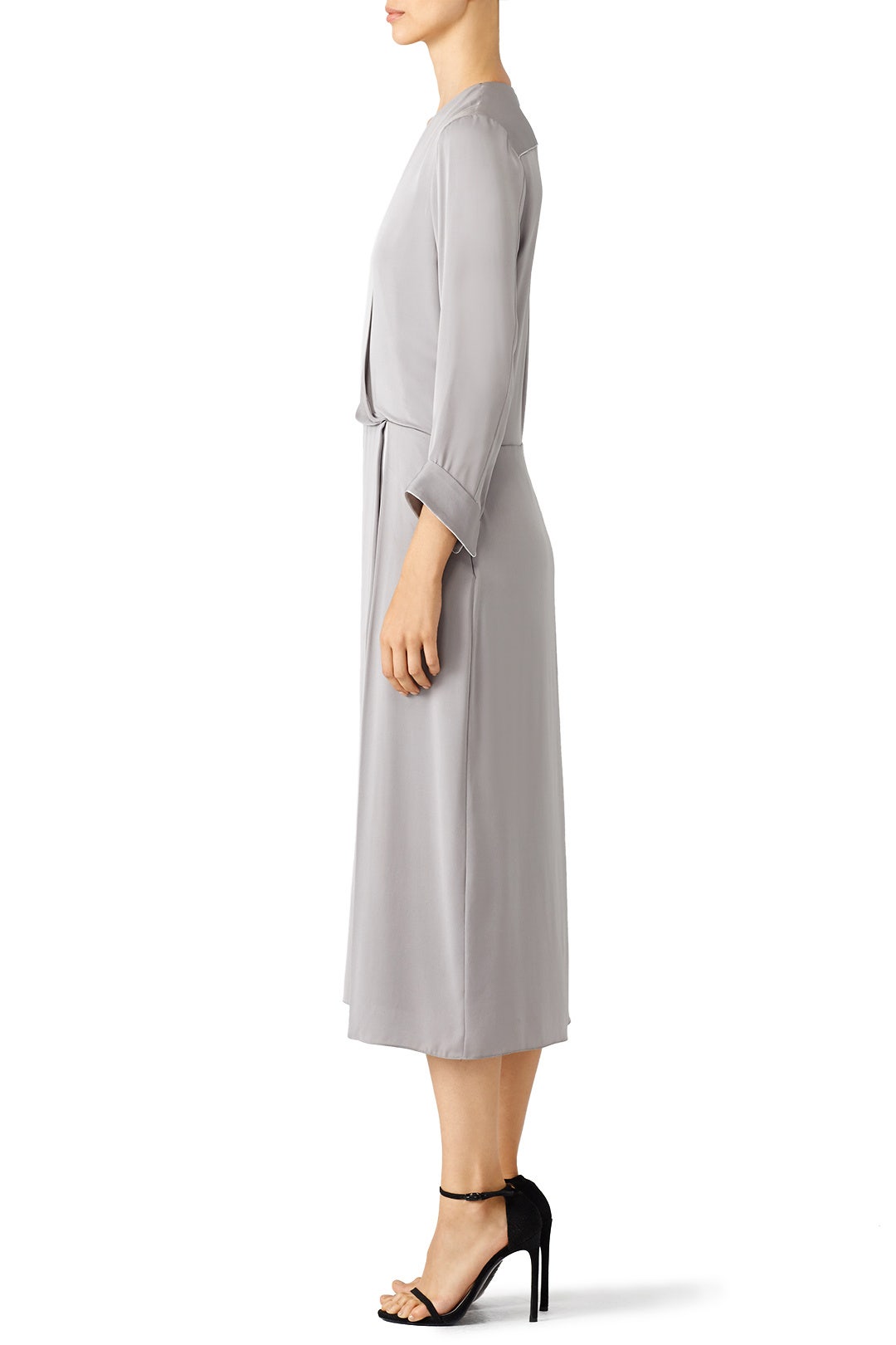 Grey Silver Faux Wrap Dress by HALSTON 2