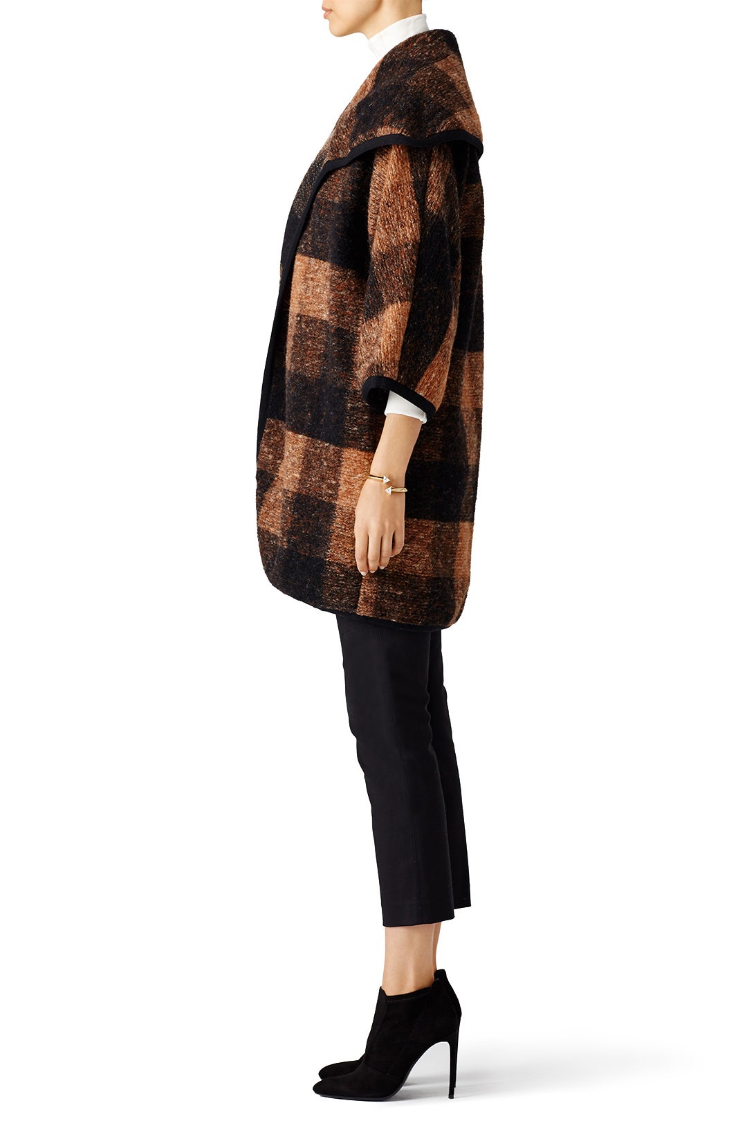 Camel Plaid Blanket Coat by Hunter Bell 2
