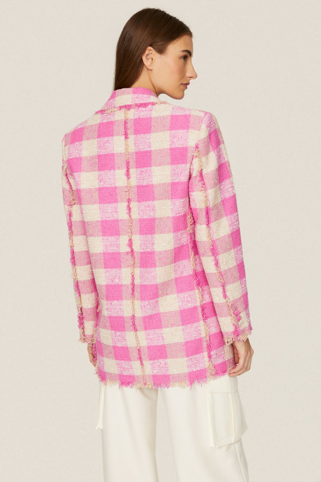 Pink Check Tweed Jacket by MSGM | Rent the Runway