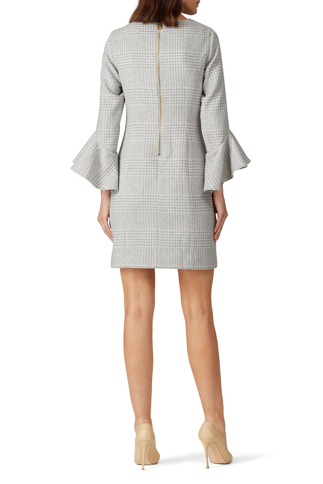 Grey Plaid Ruffle Sleeve Dress by Sail to Sable 2