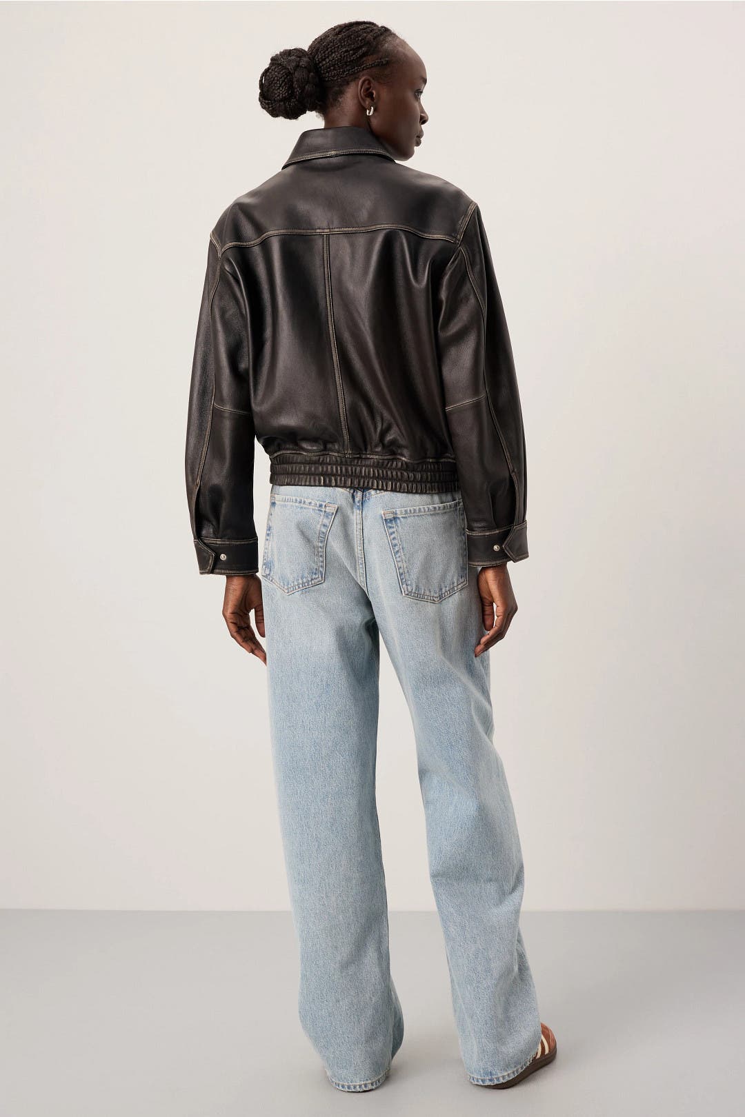 【新品未使用】DUNST OVERSIZED LEATHER レザージャケット Dunst: ブラウン オーバーサイズ ヴィンテージ レザージャケット