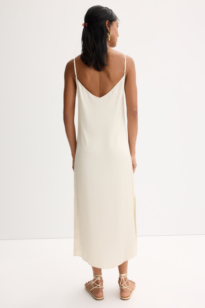 Rix Lace Trim Side Split Midi Dress by Maje - Photo 2