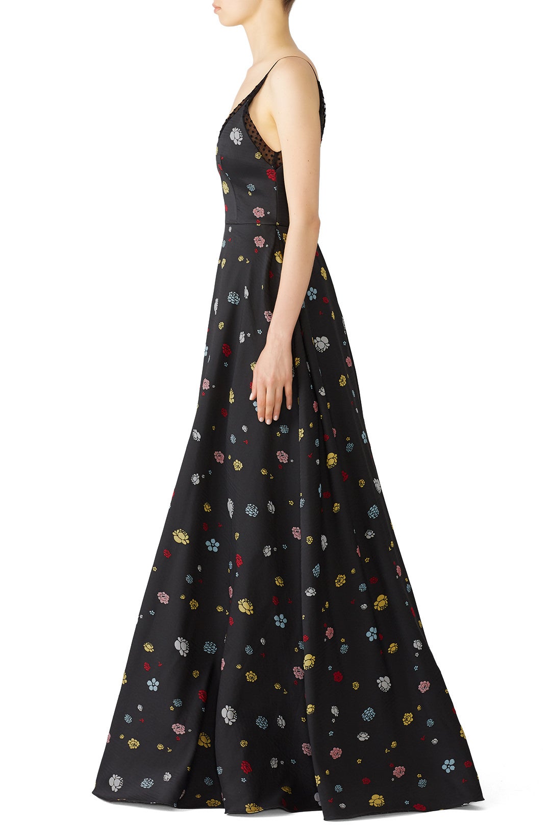 Black Multi Floral Gown by ML Monique Lhuillier 2
