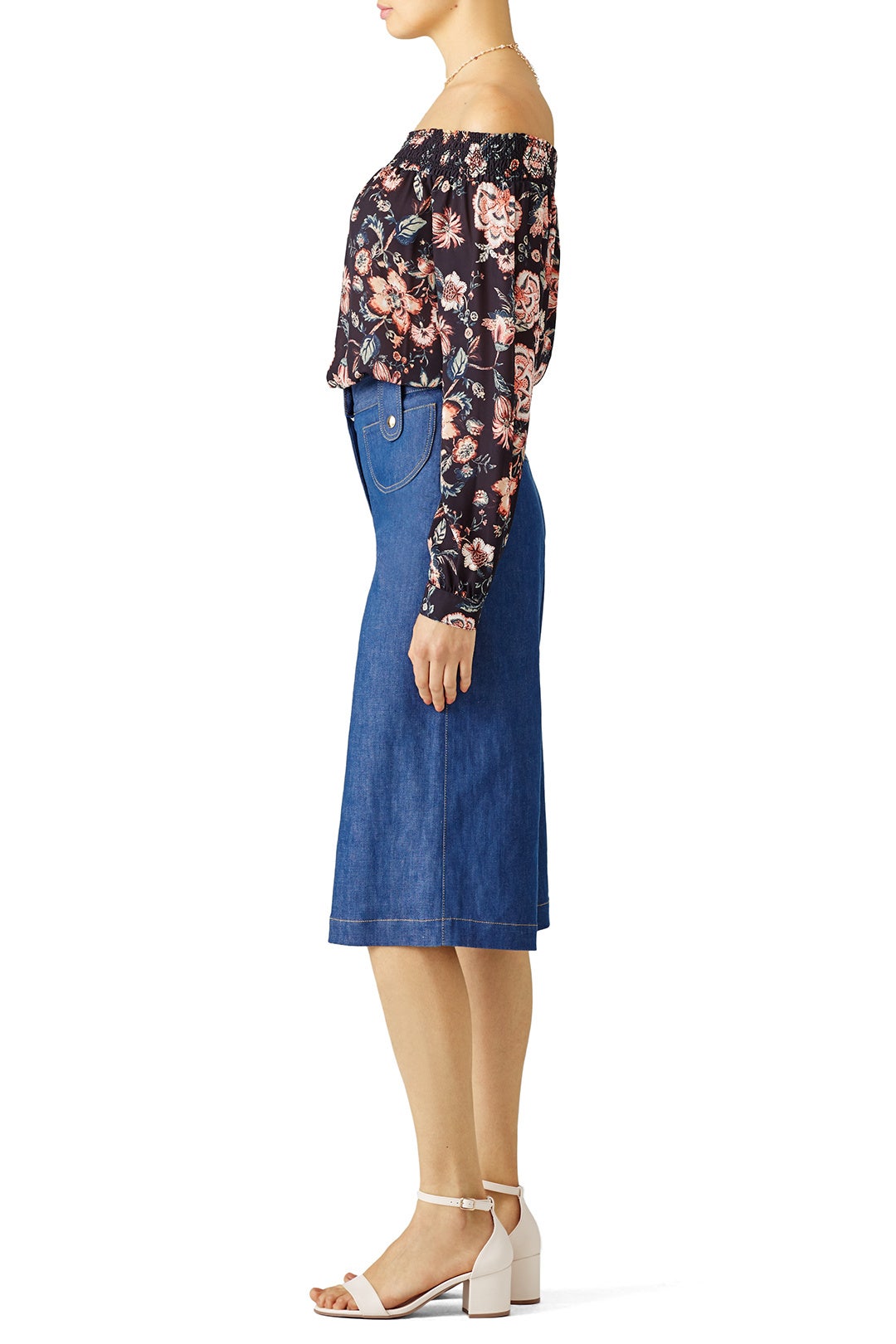 Black Multi Floral Off Shoulder Top by SACHIN BABI 1