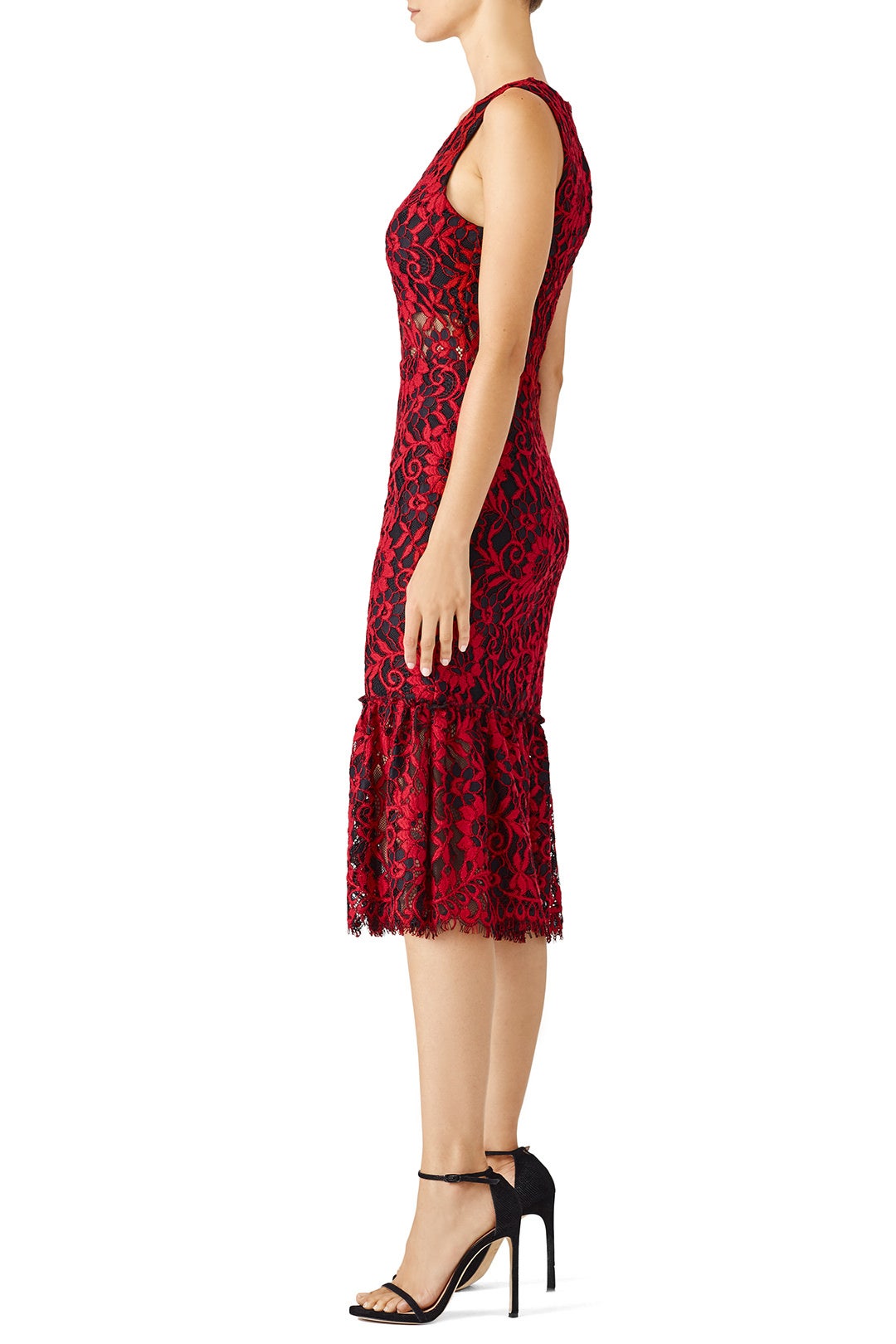 Red Lace Flounce Dress by Alexia Admor 1