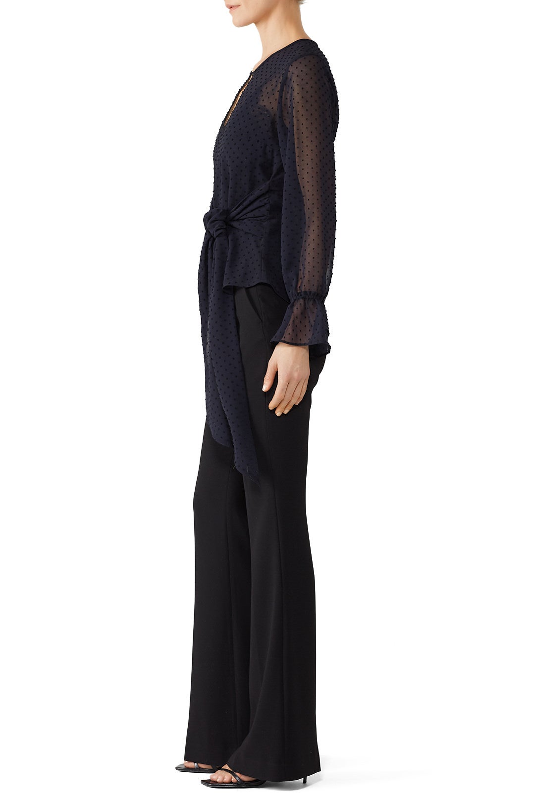 Sheer Clip Dot Tie Blouse by RACHEL ROY COLLECTION 1