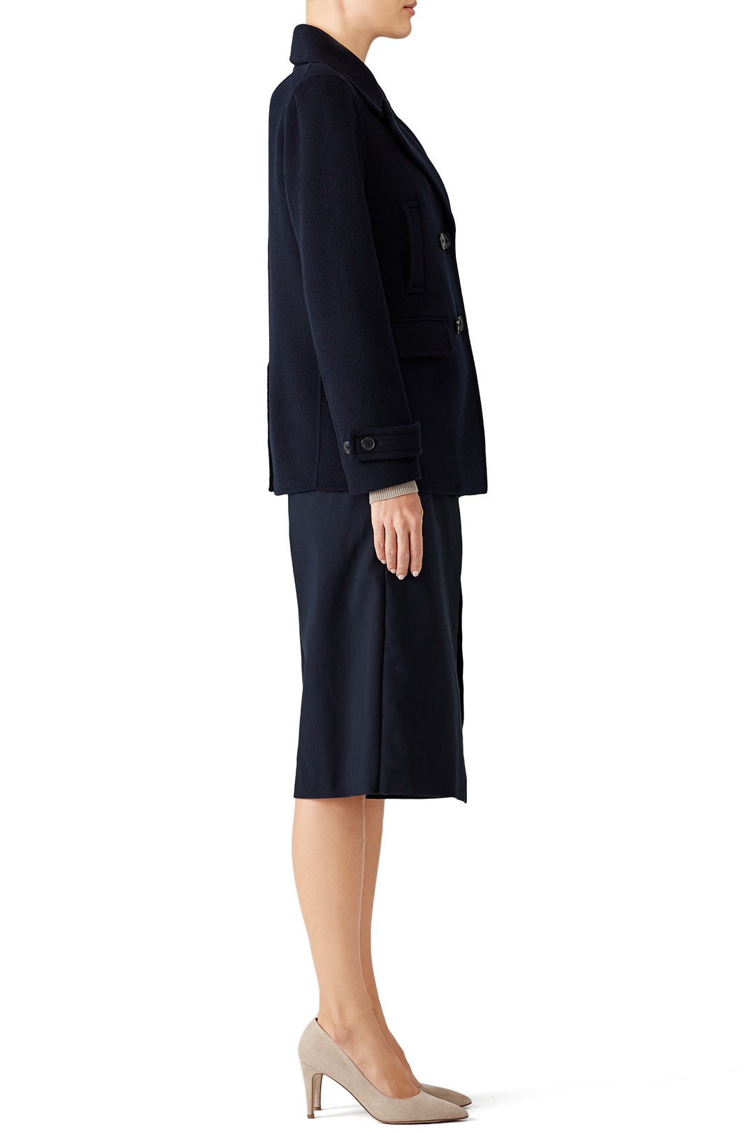 Navy Double Breasted Cropped Peacoat by VINCE. 2