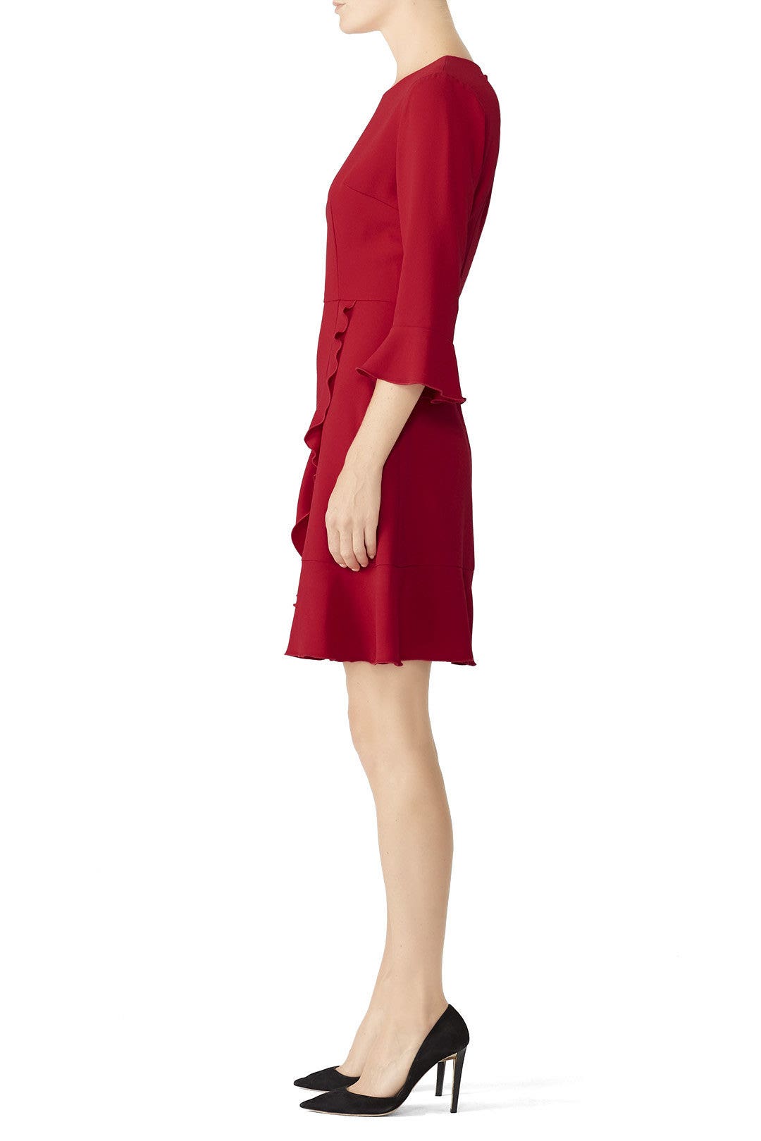 Crimson Red Ruffle Dress by Slate & Willow 2