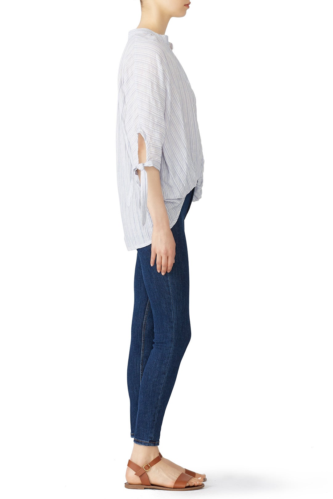 Blue Slouchy Button Top by Fleurtine 1