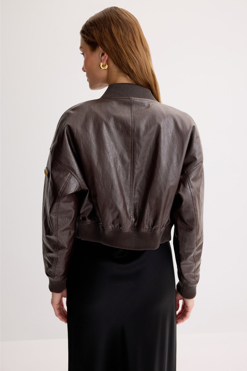Crop Faux Leather Blouson Jacket by MICHAEL KORS - Photo 2