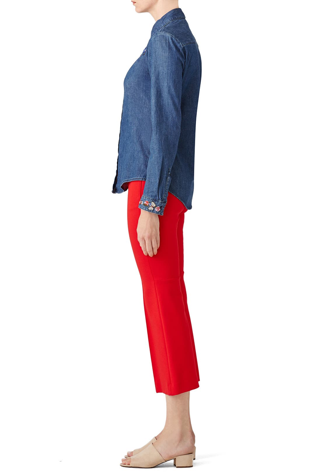 Floral Embroidered Denim Shirt by The Kooples | Rent the Runway
