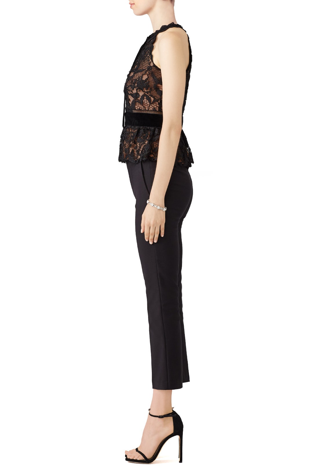 Black Lace Peplum Top by Marchesa Notte 2