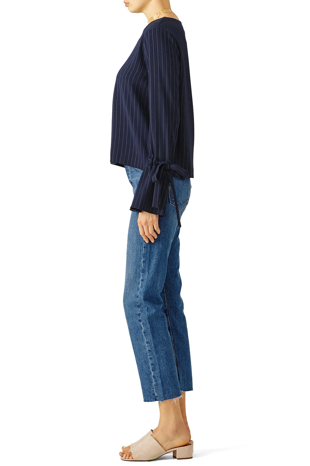 Navy Pinstripe Tie Top by J.O.A. 1