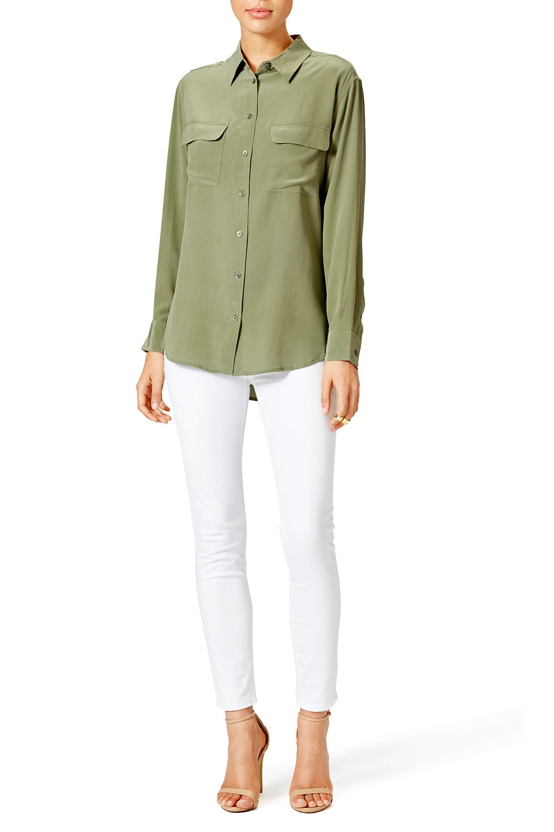 Green Signature Button Down by Equipment 0