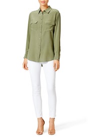 Green Signature Button Down by Equipment