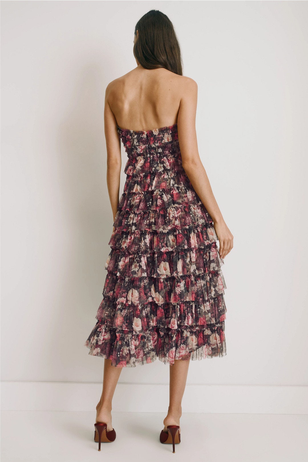 Floral Mesh Ruffle Dress by Ieena for Mac Duggal 2