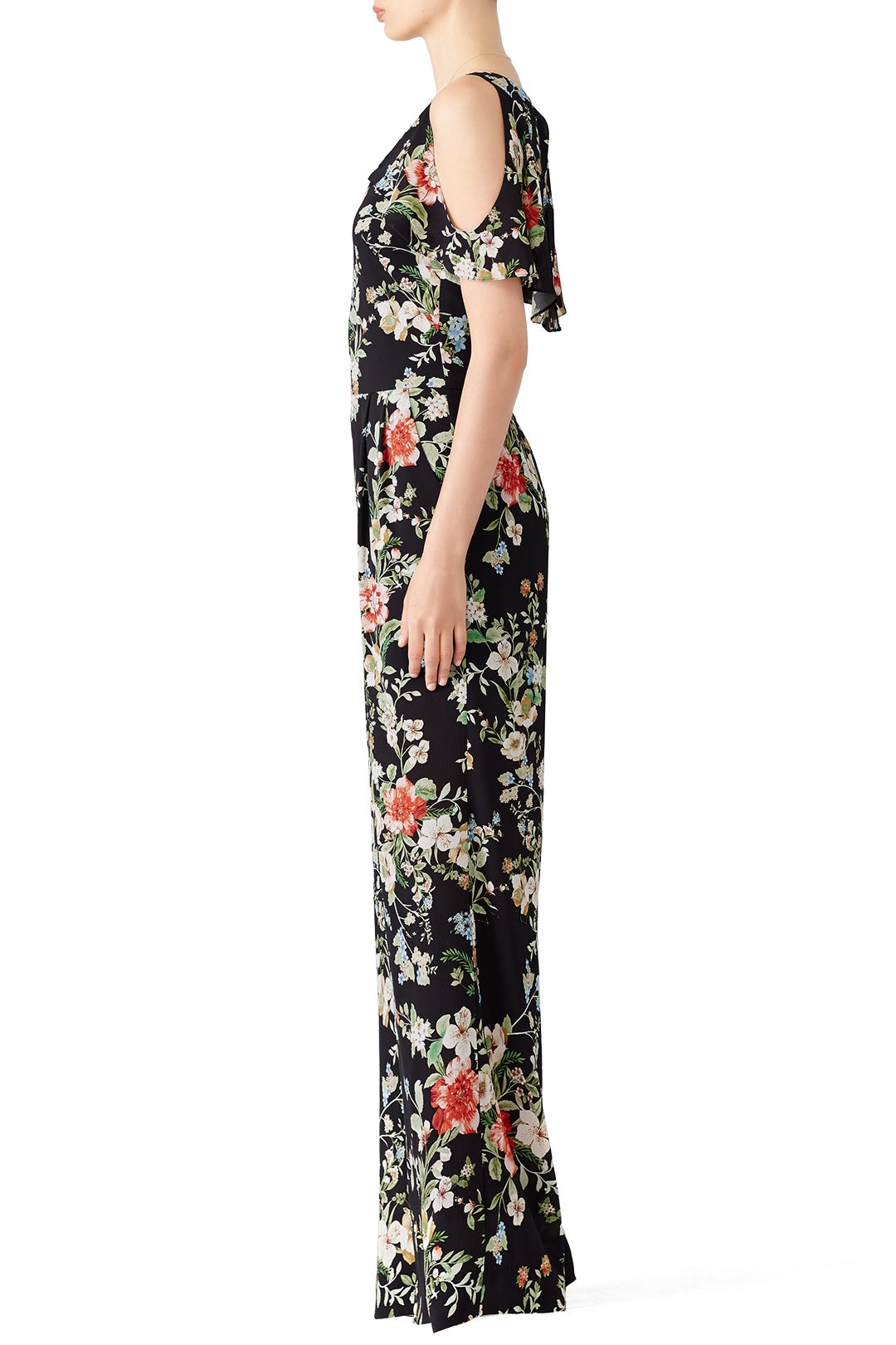 Black Floral Cold Shoulder Jumpsuit by Slate & Willow 2