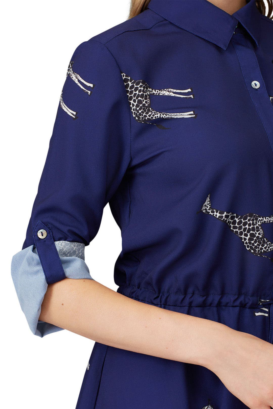 Navy Giraffe Print Shirt Dress by Slate & Willow 1