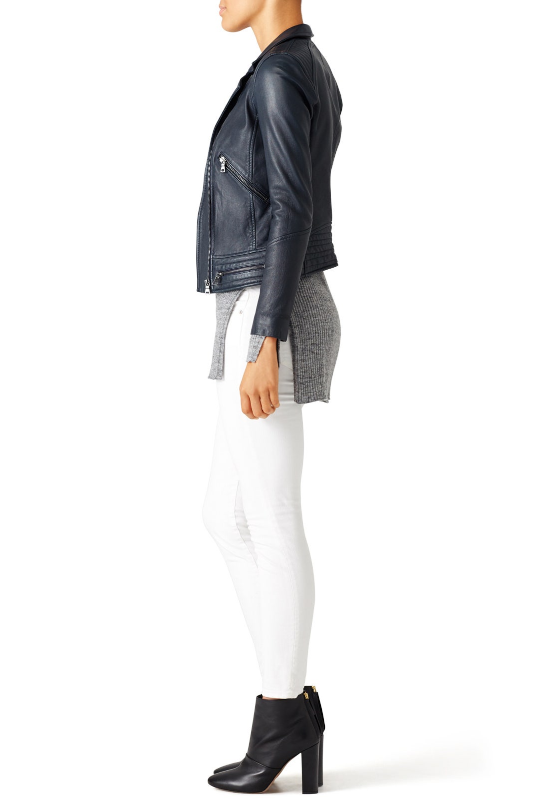 Navy Washed Leather Jacket by Rebecca Taylor NYC 2